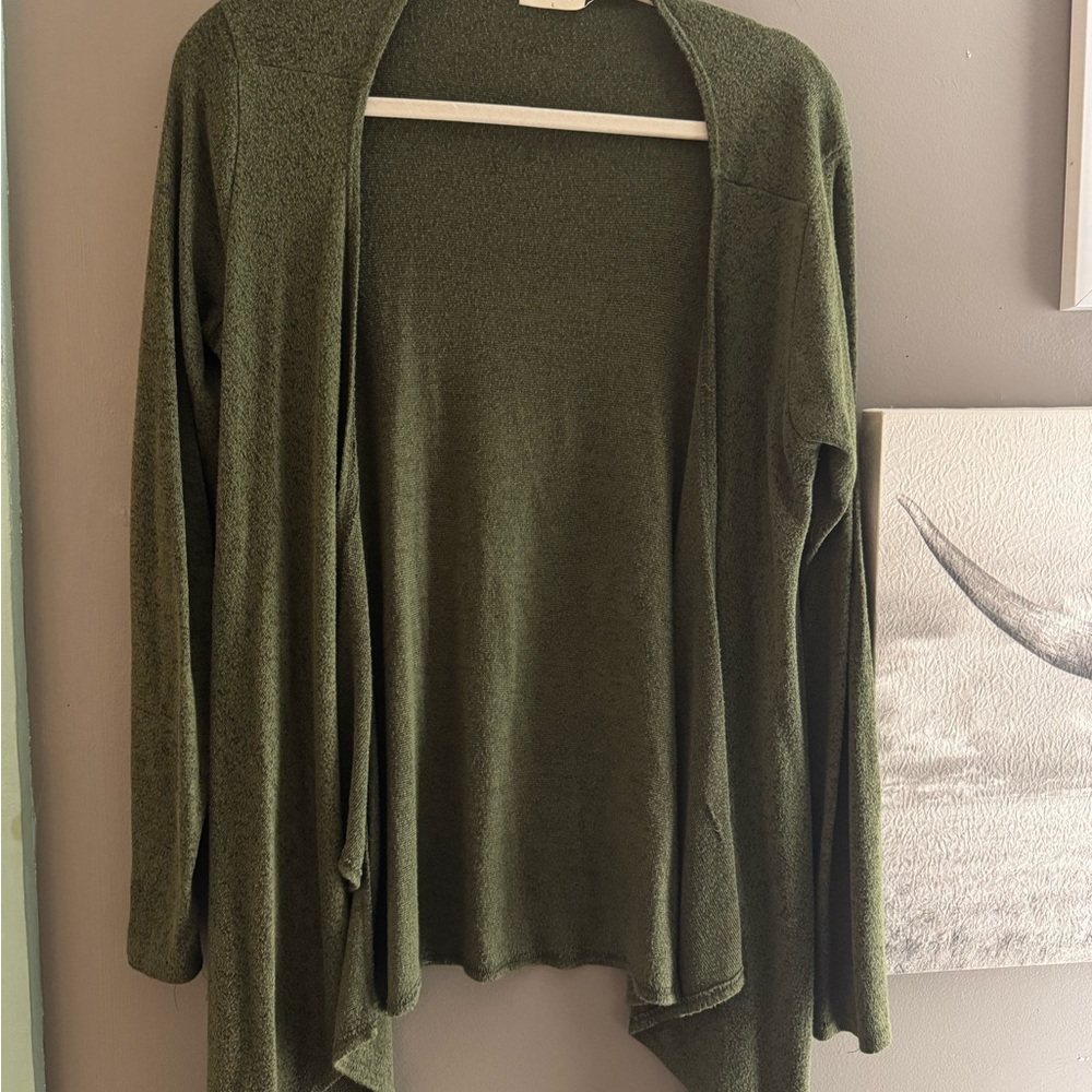 Olive Green Women's Open Front Cardigan